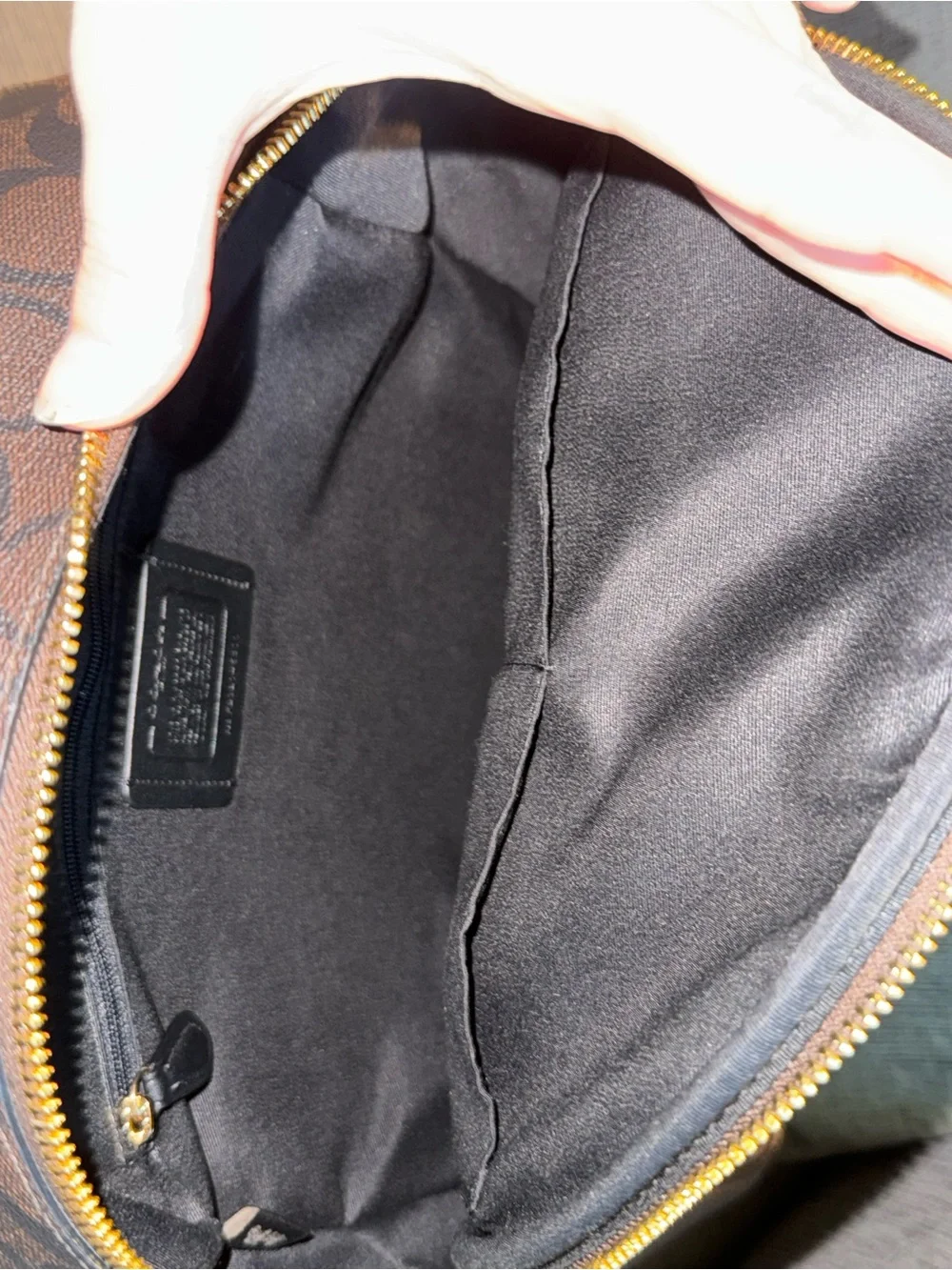 Mini Coach Brown Signature Canvas Backpack with Black Front Pocket